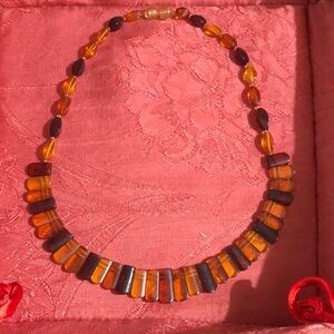 Amber Bead Necklace - Warm Honey Tones